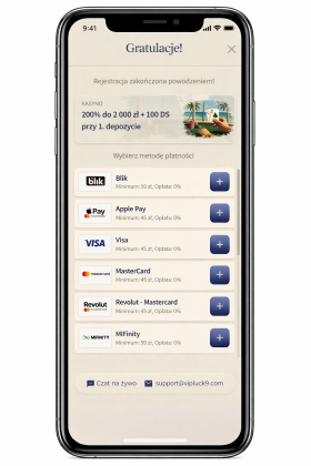 Wybór metod płatności. m.in. Blik w VipLuck 