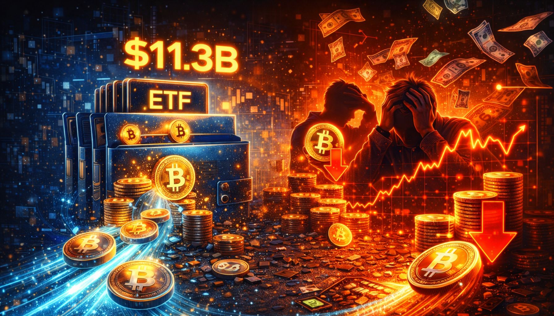 $11.3 Billion Flows Into Bitcoin ETFs In One Month While Retail Sells At A Loss – Details