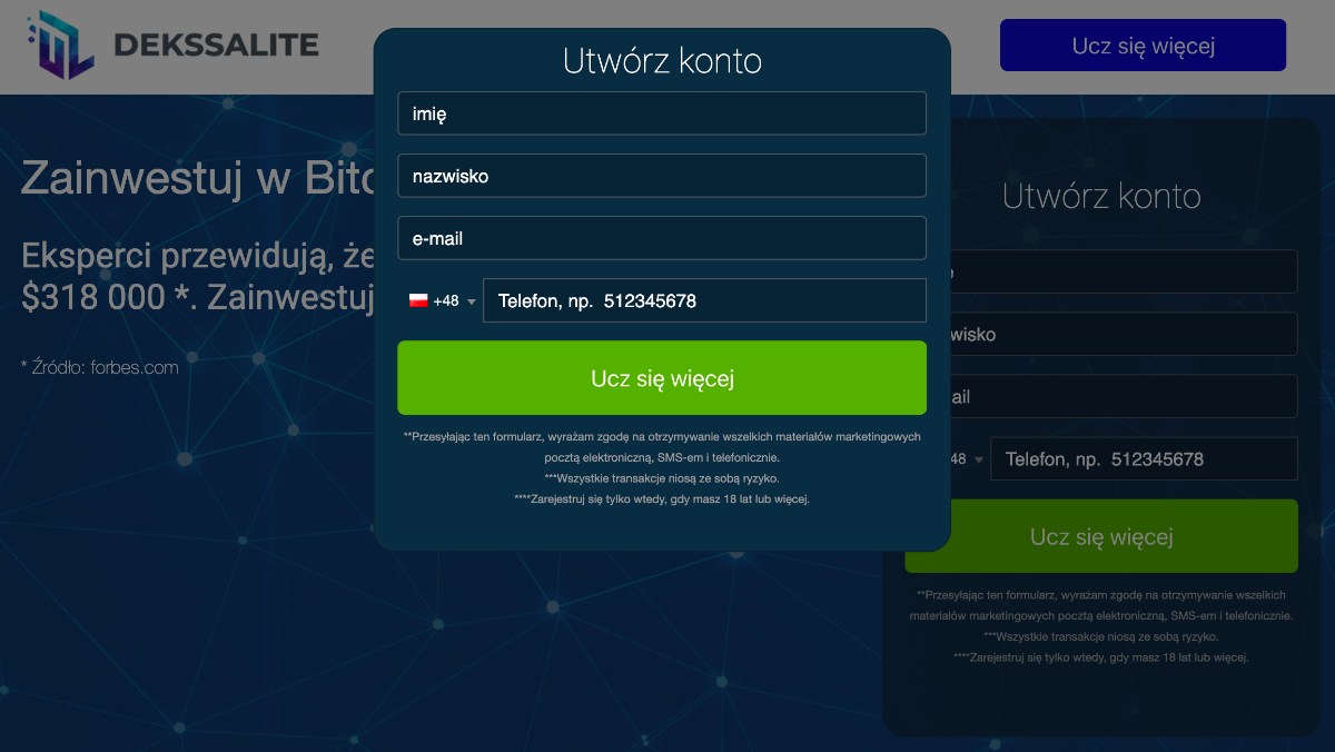 Zarejestruj się na Dekssalite