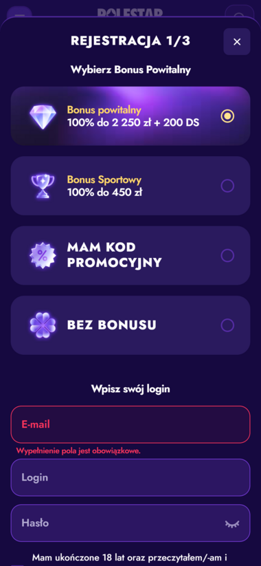 polestarcasino kasyno z blikiem