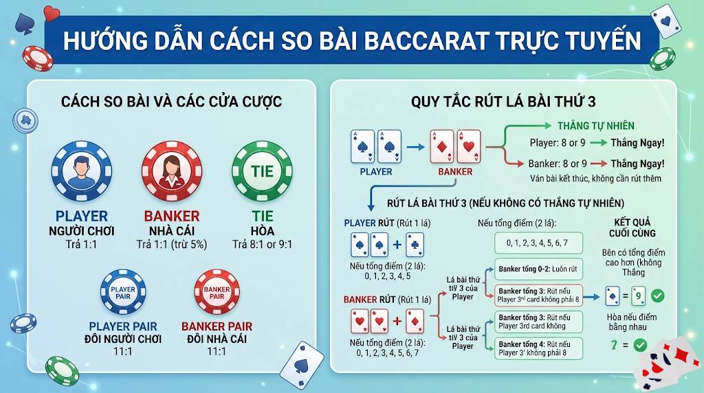 Cách so bài Baccarat trực tuyến
