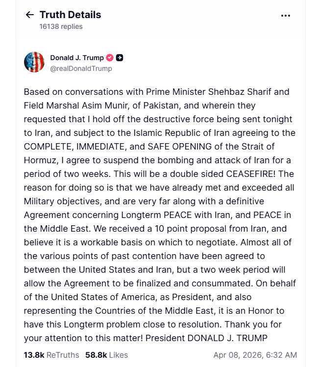 Bitcoin Climbs Back Above $72K As US-Iran Ceasefire Sparks Market Rally