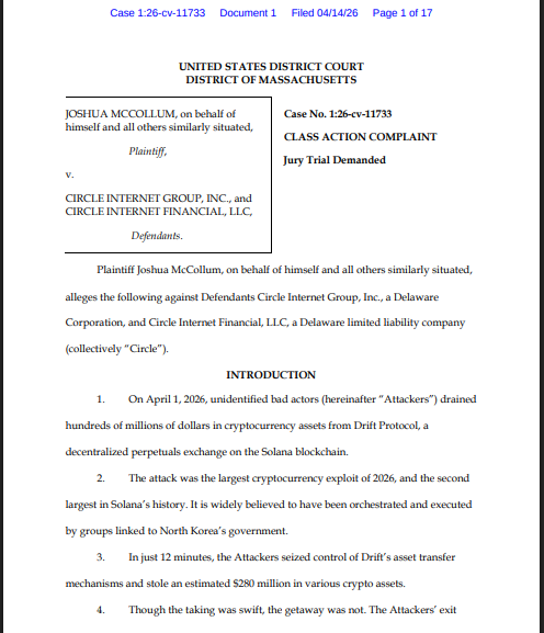 Crypto Shockwave: Circle Sued As $280 Million Drift Hack Unravels