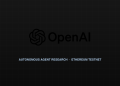 OpenAI official brandmark alongside neutral Ethereum developer testnet motif