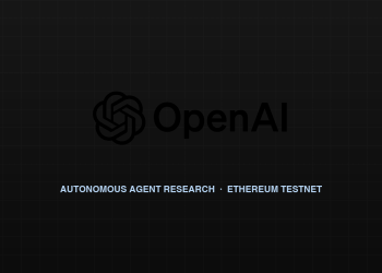 OpenAI official brandmark alongside neutral Ethereum developer testnet motif