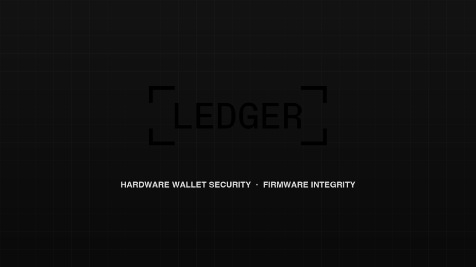 Ledger corporate brandmark and hardware wallet firmware security motif